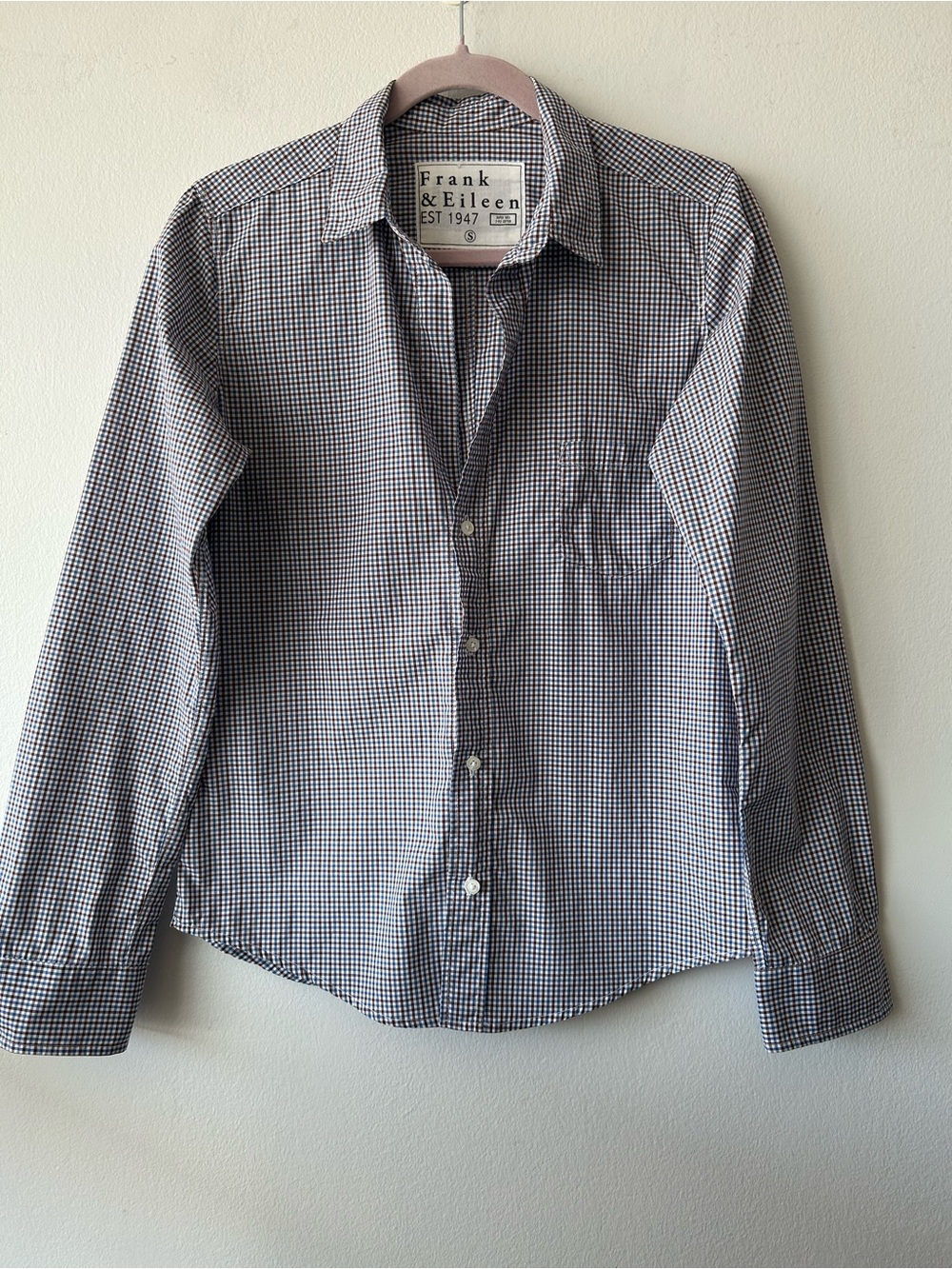 Frank & Eileen Barry Plaid Blue/Brown Button Up Shirt